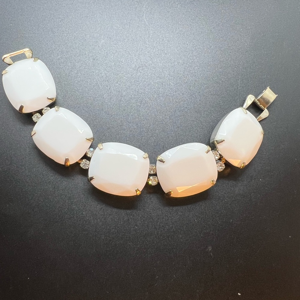 Signed Kramer of New York Milk Glass Bracelet